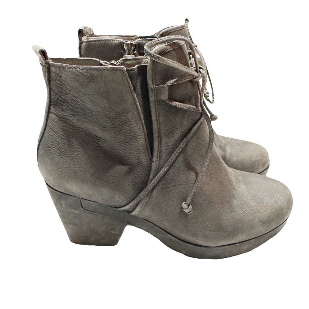 Eileen Fisher Women 8.5 Ash Lace Up Heel Booties‎ Gray